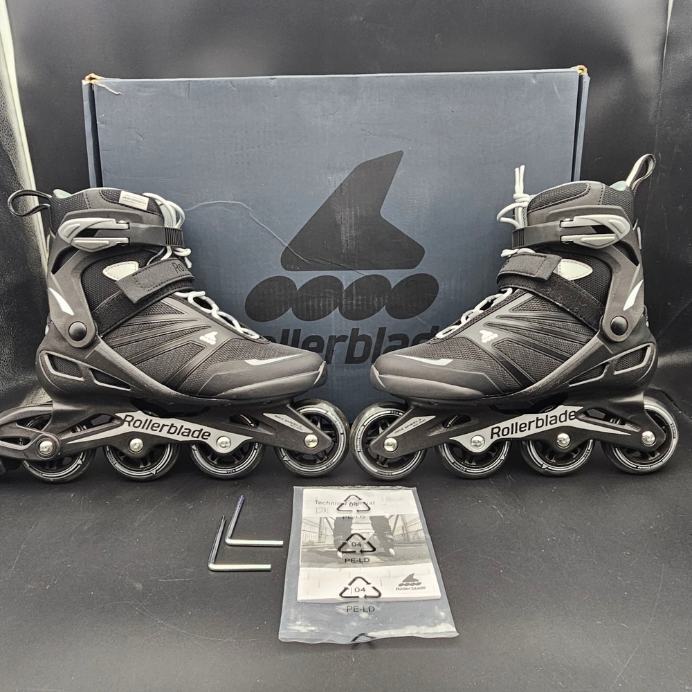 Rollerblade Zetrablade Mens Size 8 Inline Skates Black Silver 80mm Wheels